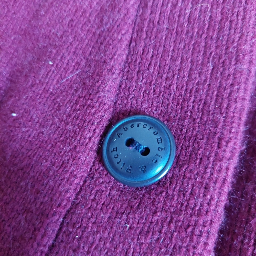 Abercrombie And FITCH Sweater Button Down Burgundy Knit Top Sz L ( F) - Picture 4 of 5